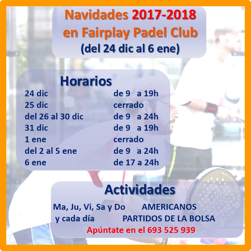 Horario Navidades 2017-2018